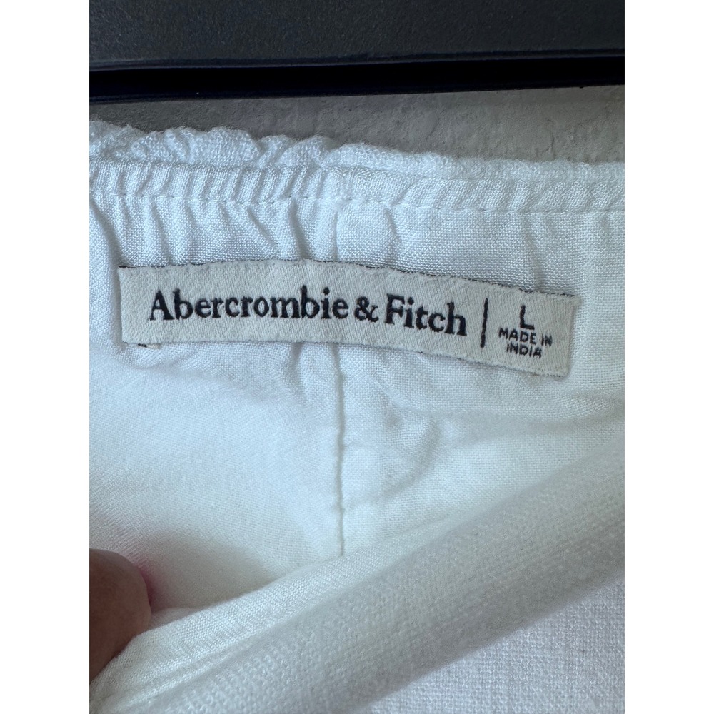 Abercrombie & Fitch White Linen Blend Wrap Front Skort Large High Rise Casual - Picture 4 of 6